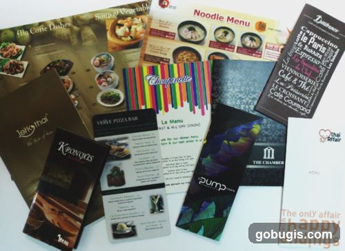 Various Restaurant Menus