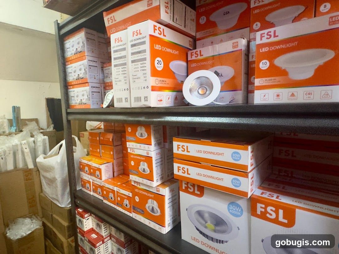 LED Downlights on Shelves