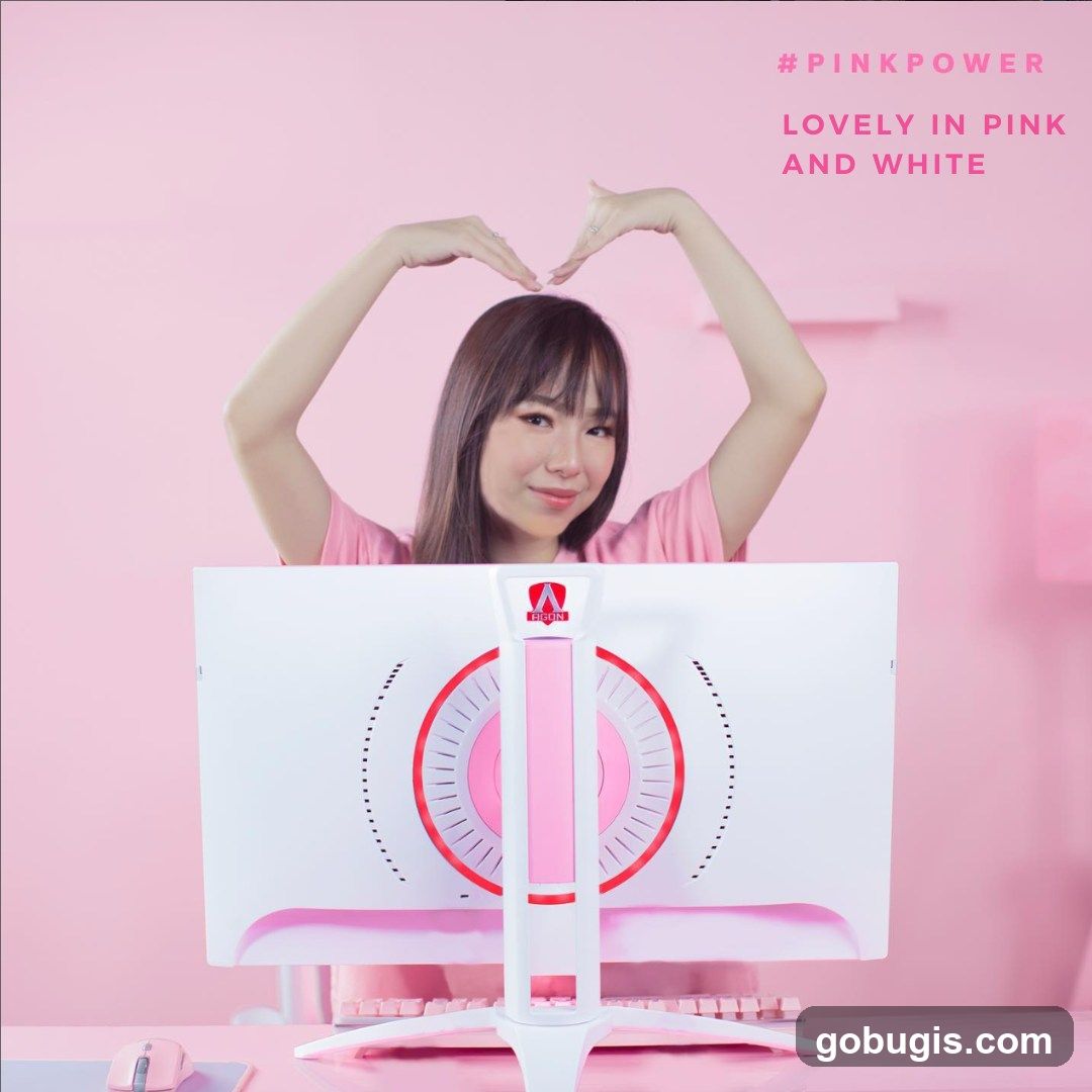 Woman with computer monitor