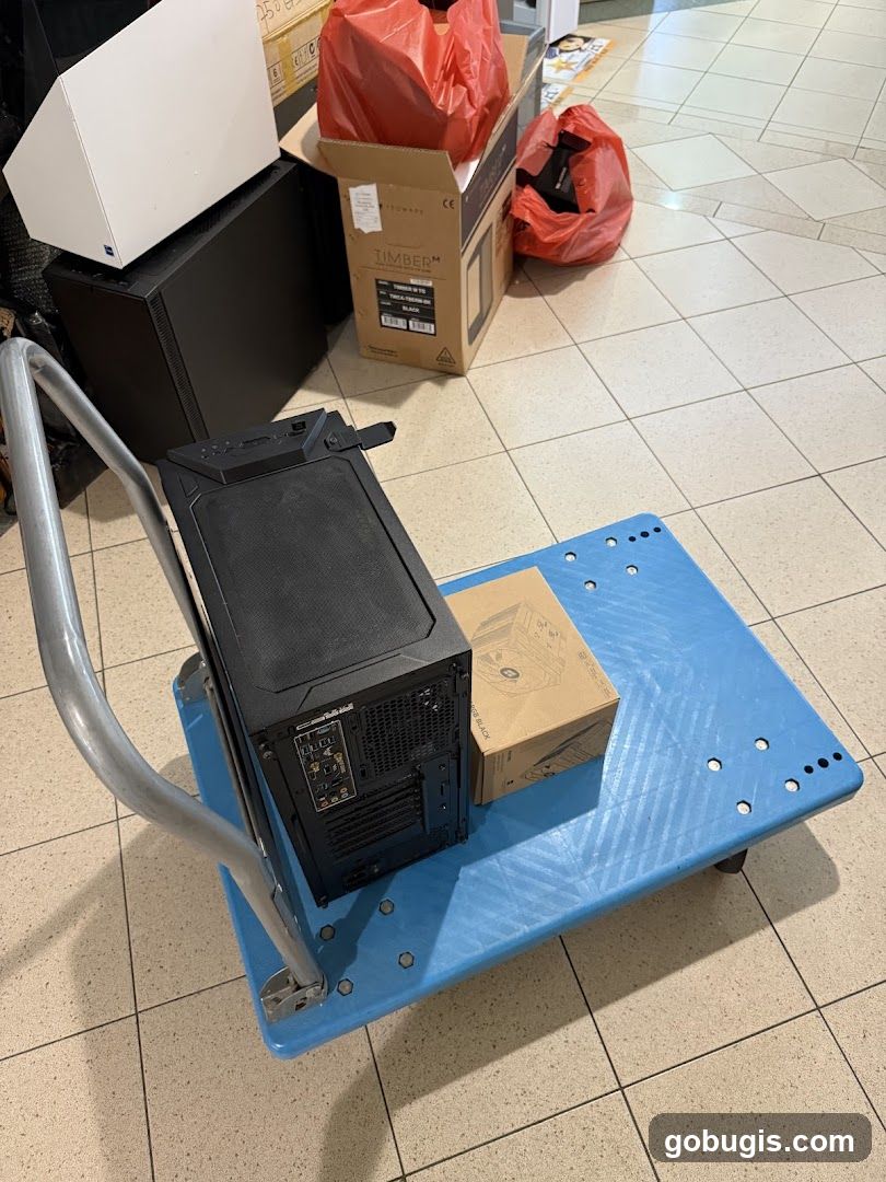 Computer Components on a Cart