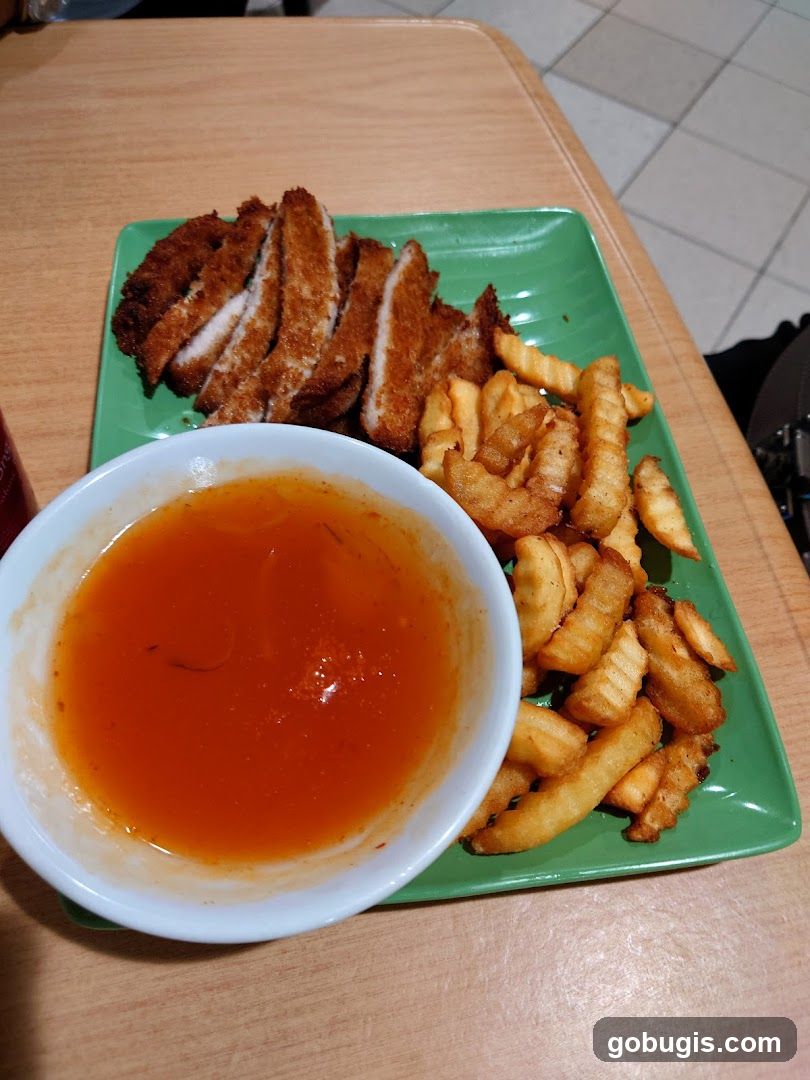 Breaded Pork Cutlet with Fries and Dipping Sauce