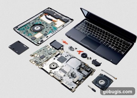 Disassembled Laptop Components