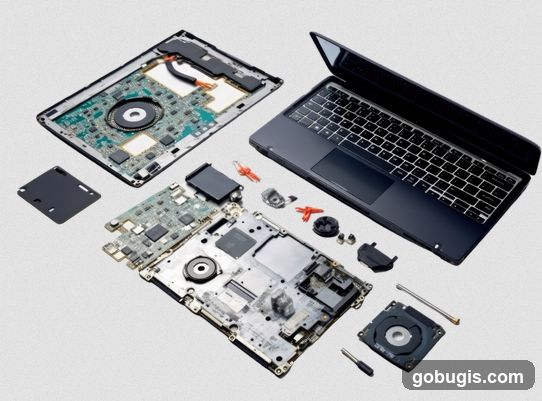Disassembled Laptop Components