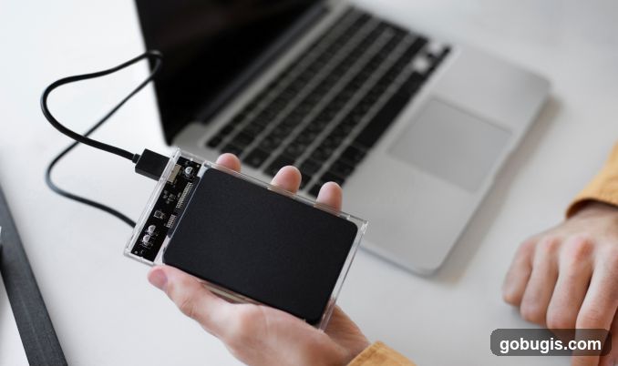 External Hard Drive Connected to Laptop
