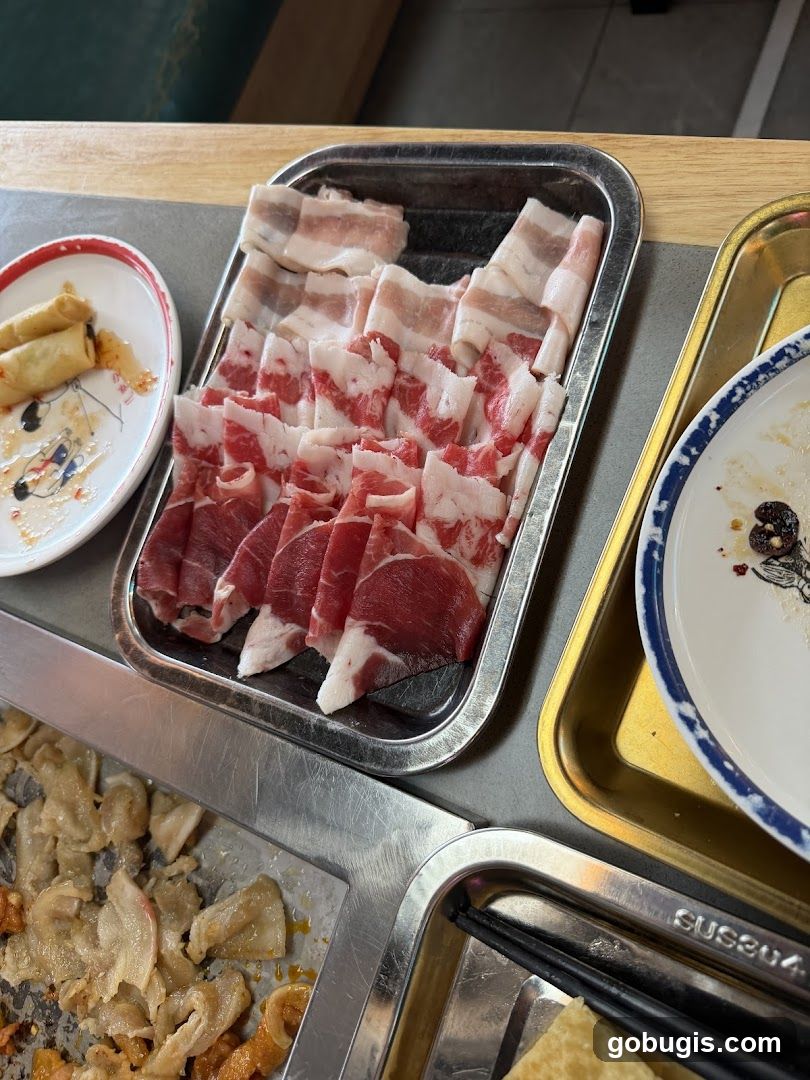 Sliced Meat and Spring Rolls