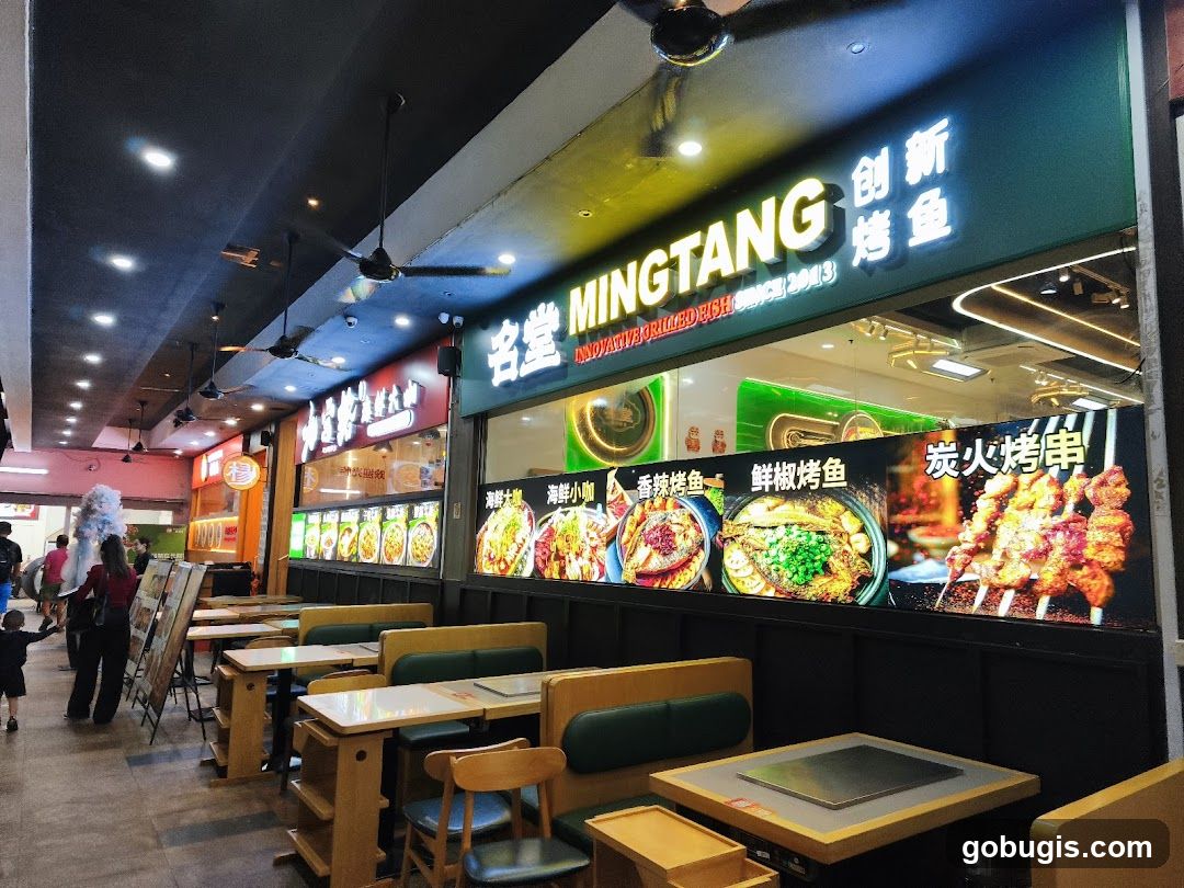 Restaurant with food displays
