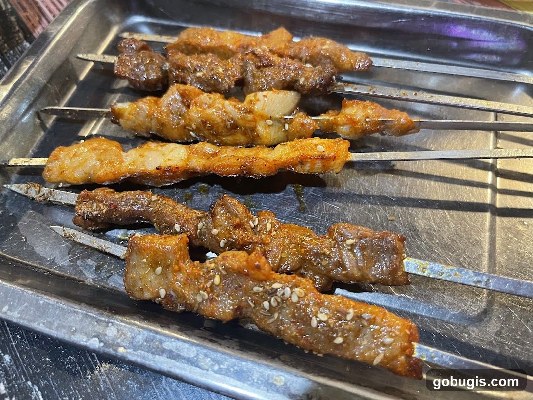 Skewers of grilled meat