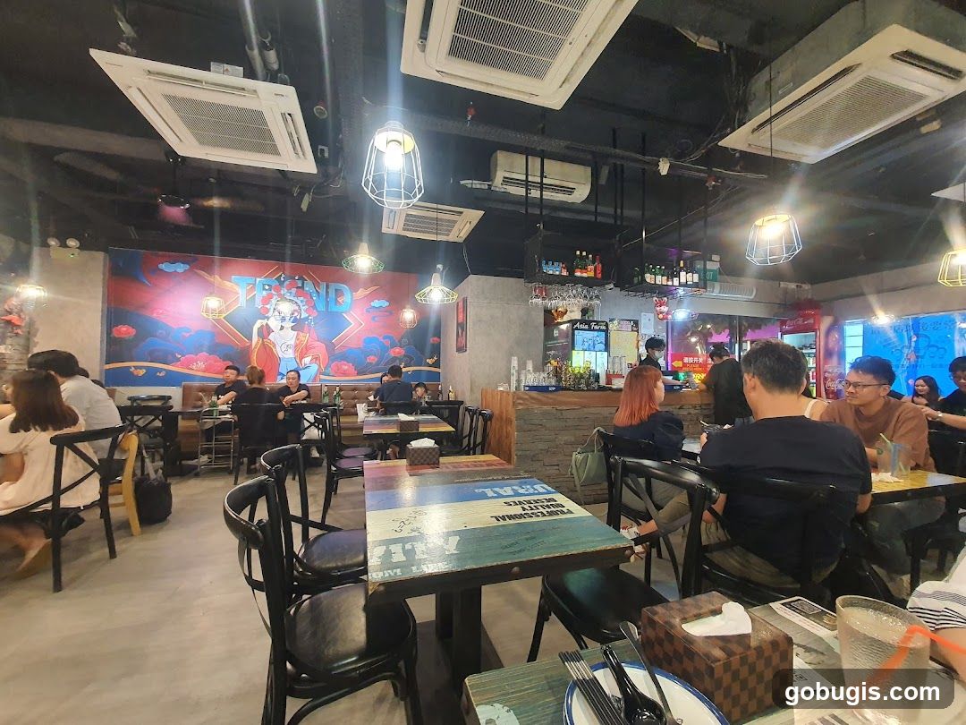 Restaurant Interior with Mural