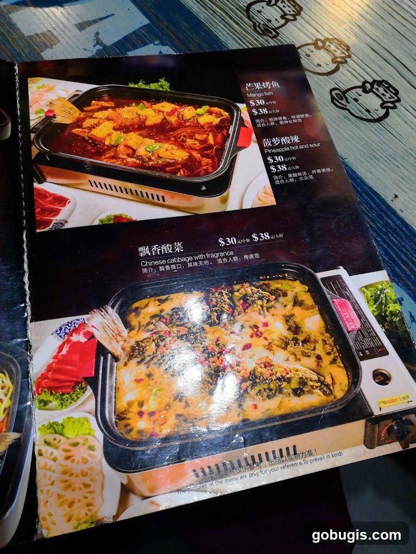 Menu with Fish and Cabbage Dishes