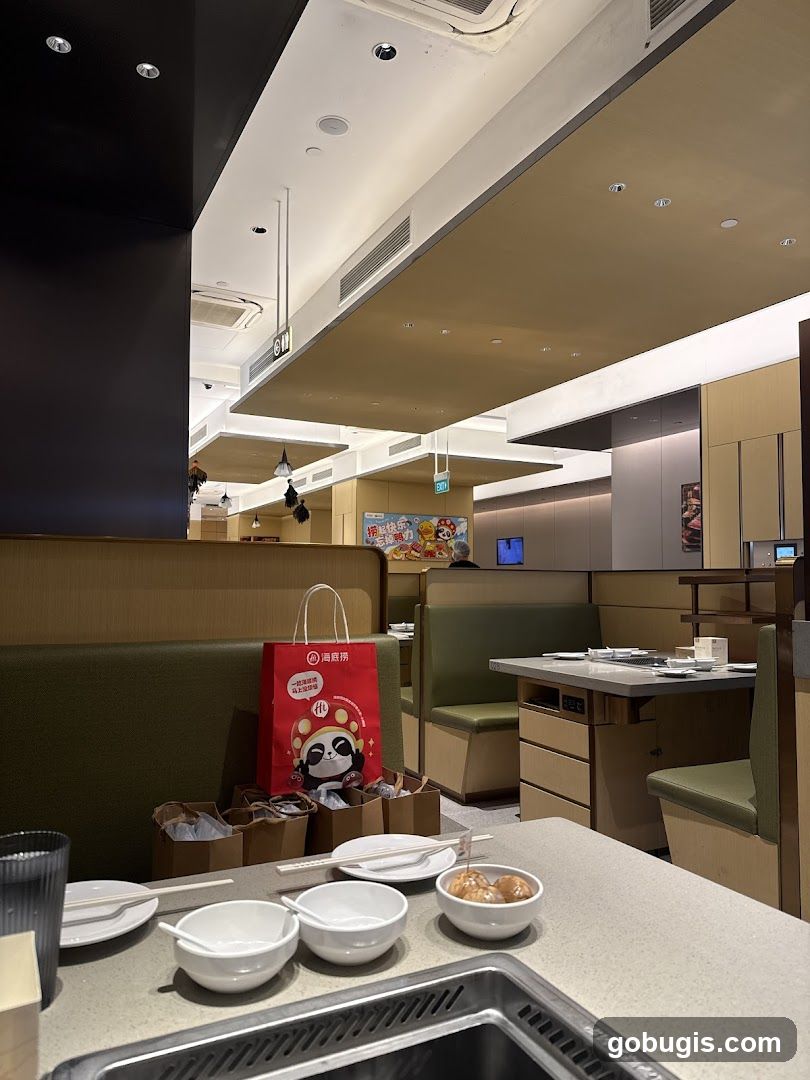 Restaurant Dining Area with Takeaway Bag