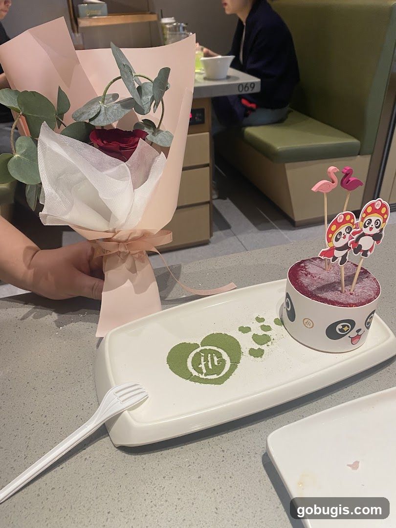 Dessert with Flower Bouquet
