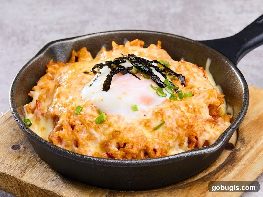 Cheesy Kimchi Fried Rice with Egg