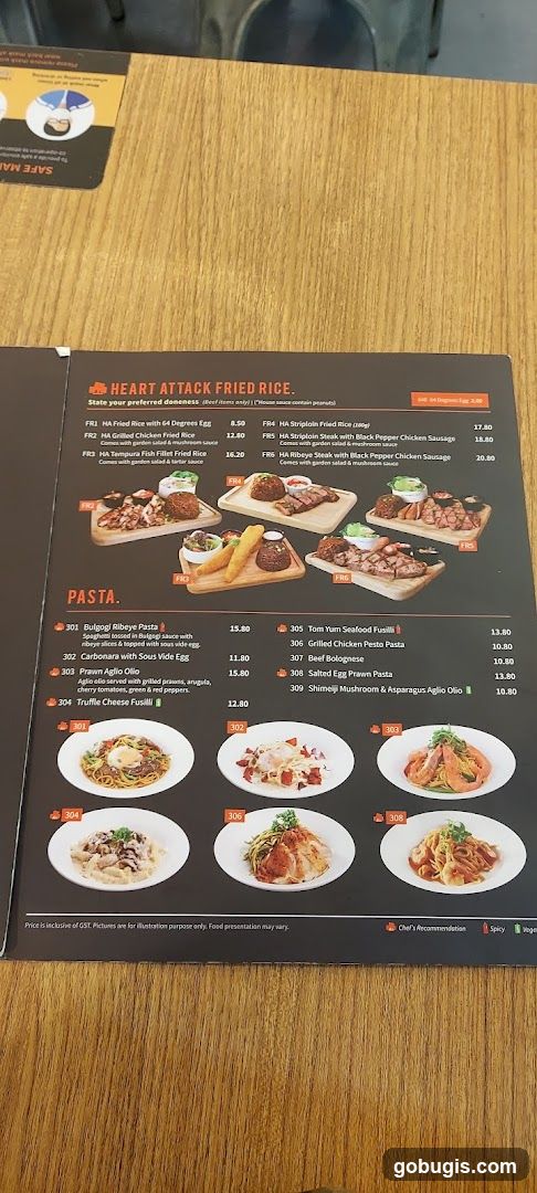 Heart Attack Fried Rice & Pasta Menu