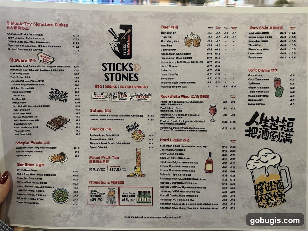 Sticks & Stones Menu