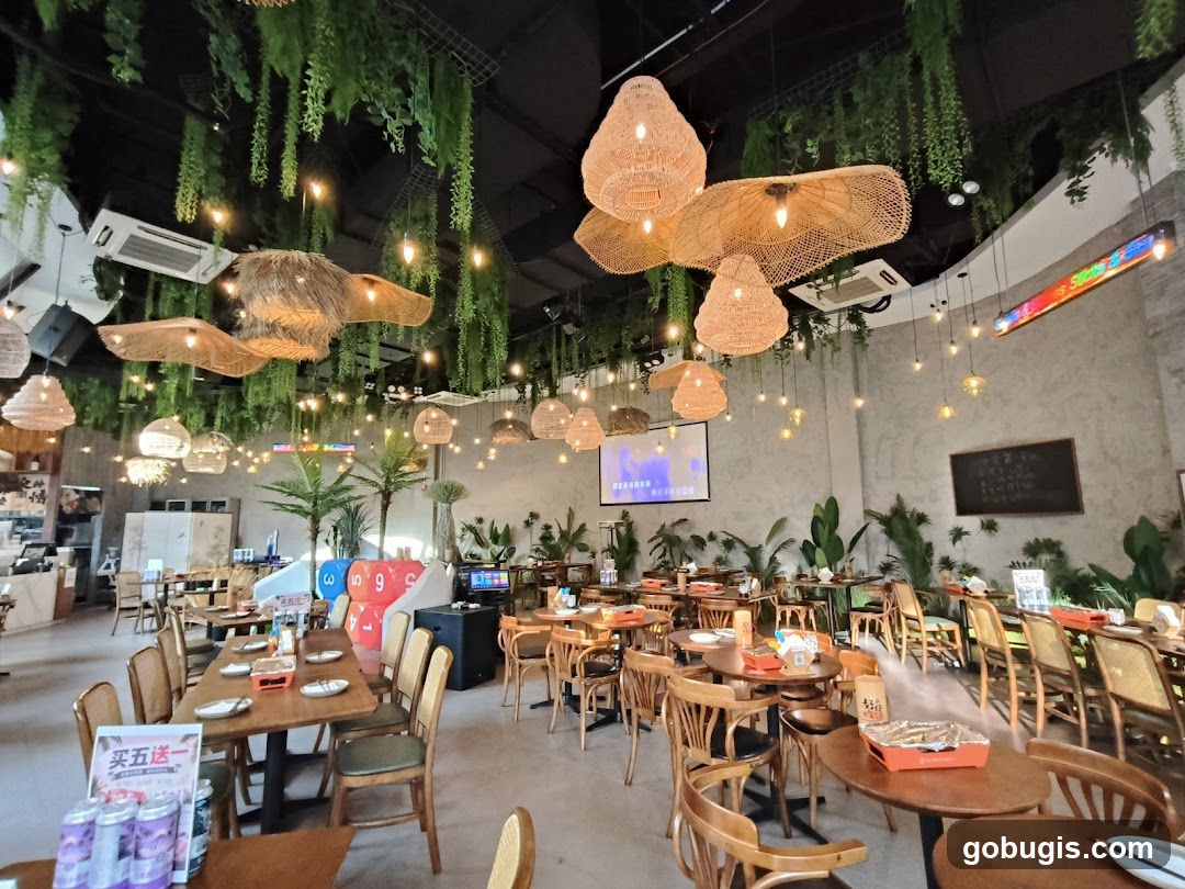 Restaurant Interior with Tropical Decor