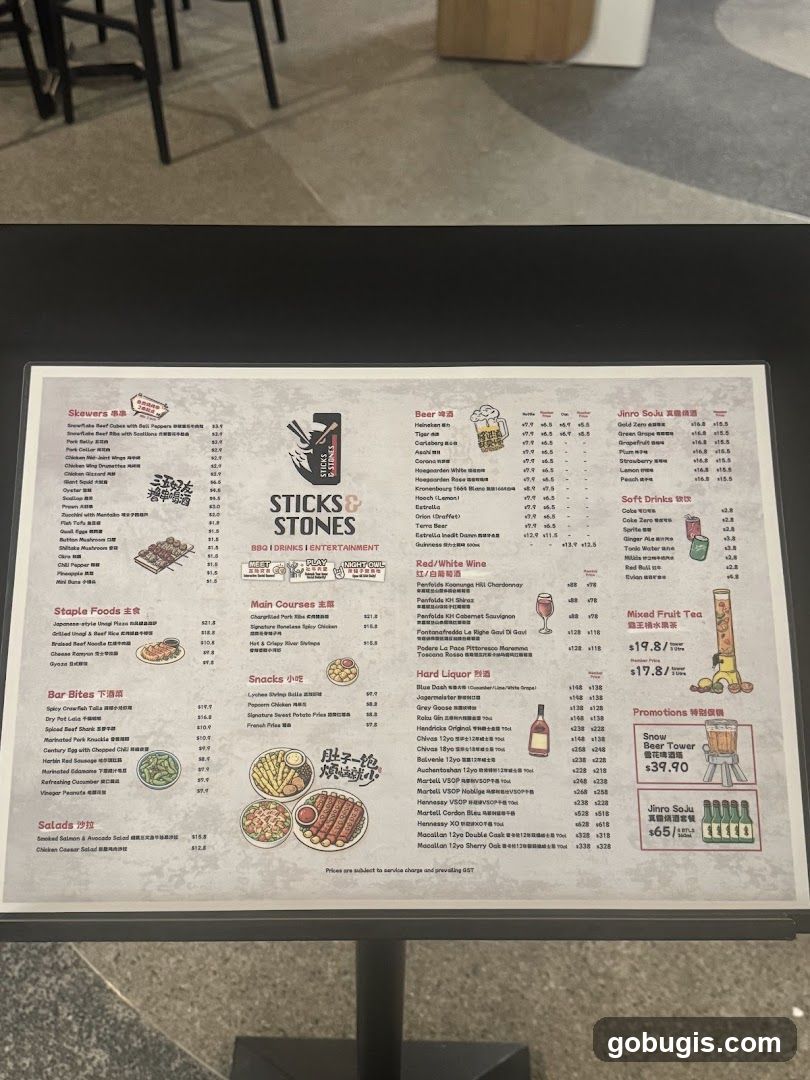 Sticks & Stones Menu
