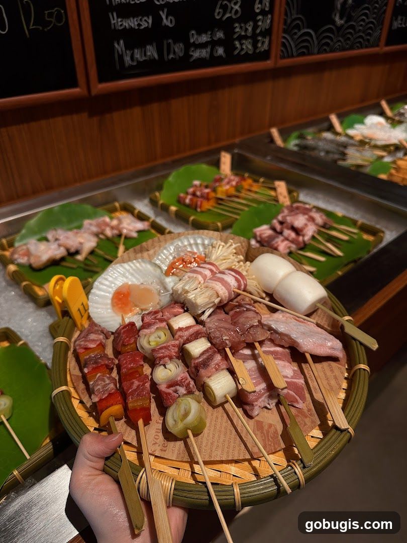 Skewers of Meat and Seafood
