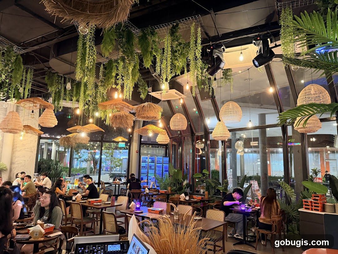 Restaurant Interior with Hanging Decor