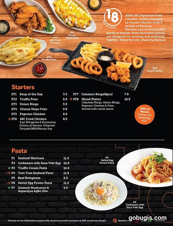 18C Signature Fried Chicken Menu