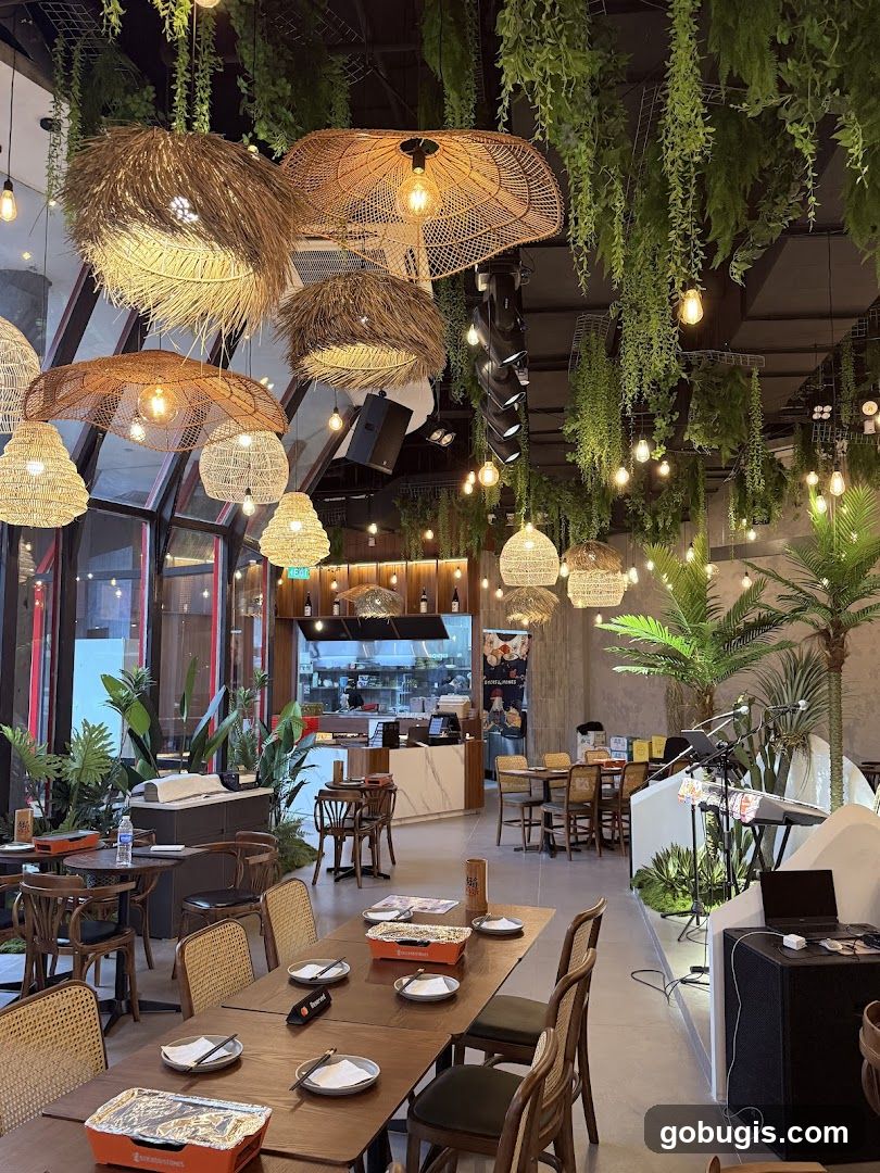 Restaurant Interior with Tropical Decor