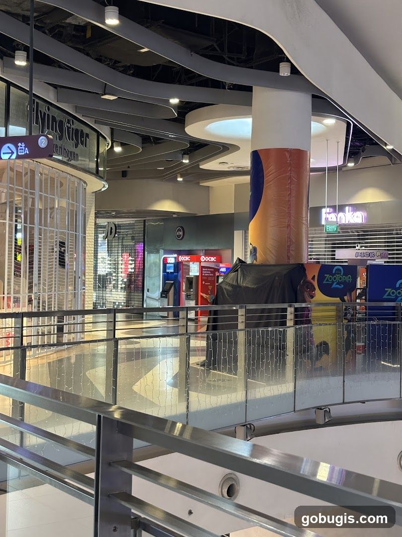 Mall Interior with Shops and ATMs