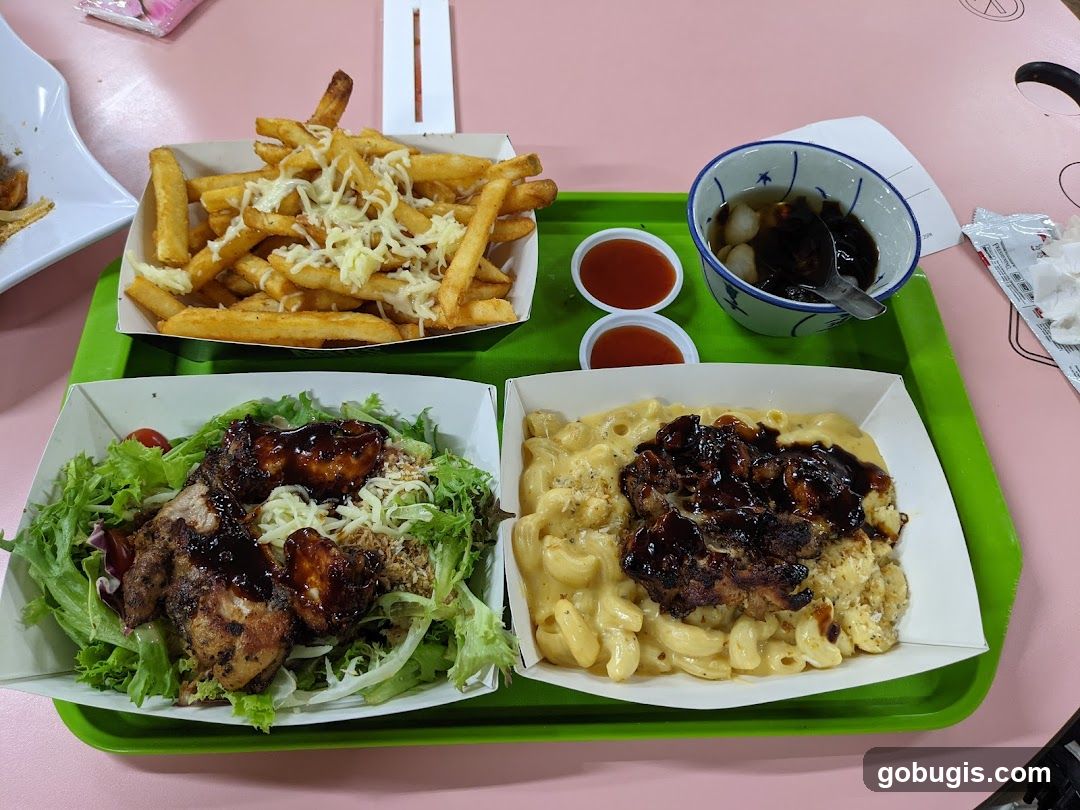Meal Tray with Fries, Salad, and Macaroni and Cheese
