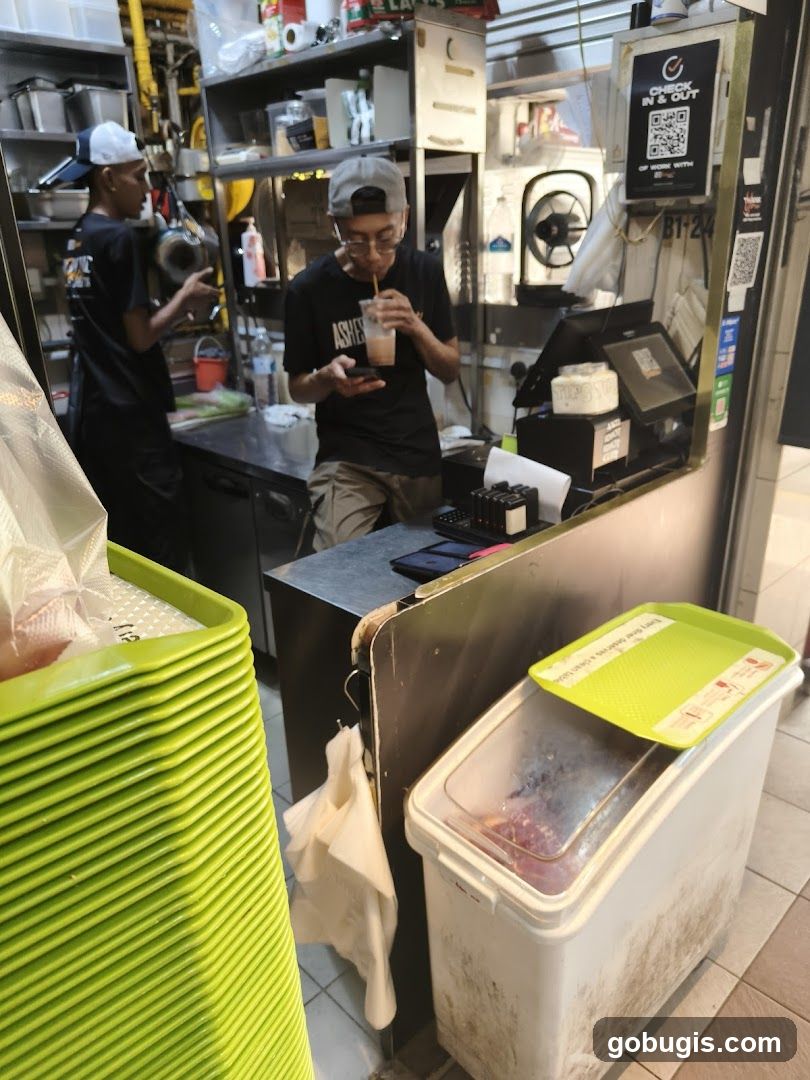 Staff preparing drinks at a counter