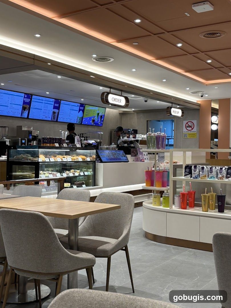Cafe Interior with Order and Pickup Stations