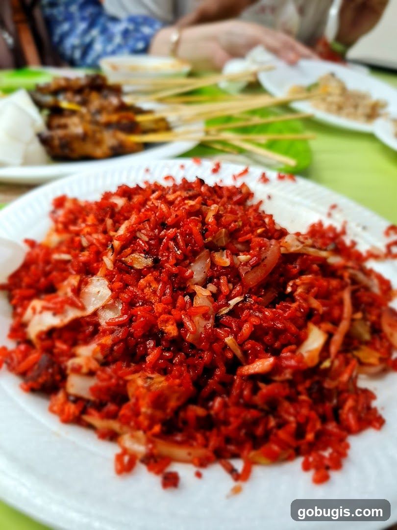 Red Fried Rice with Satay