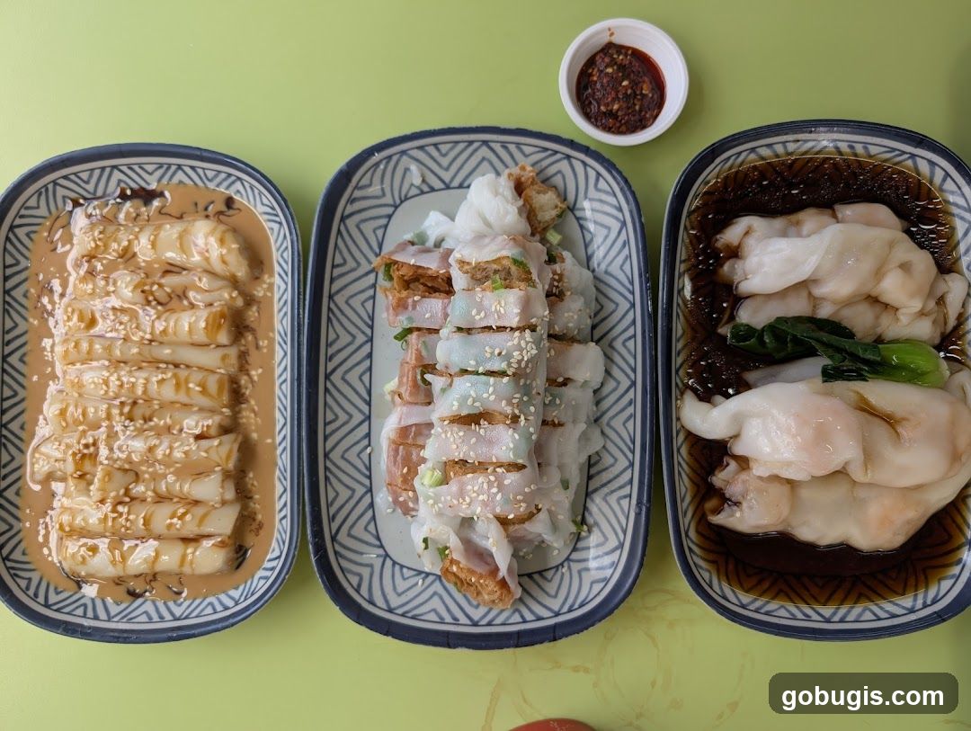 Three Plates of Rice Noodle Rolls