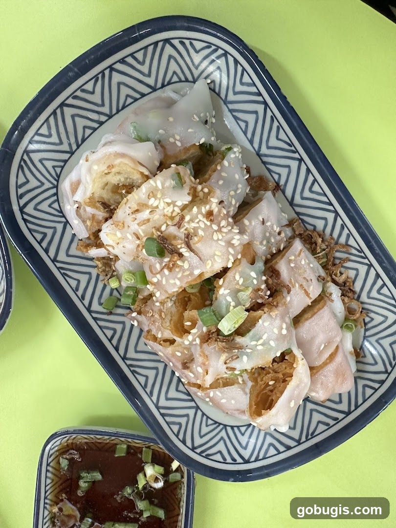Cheung Fun with Fried Dough and Sesame Seeds