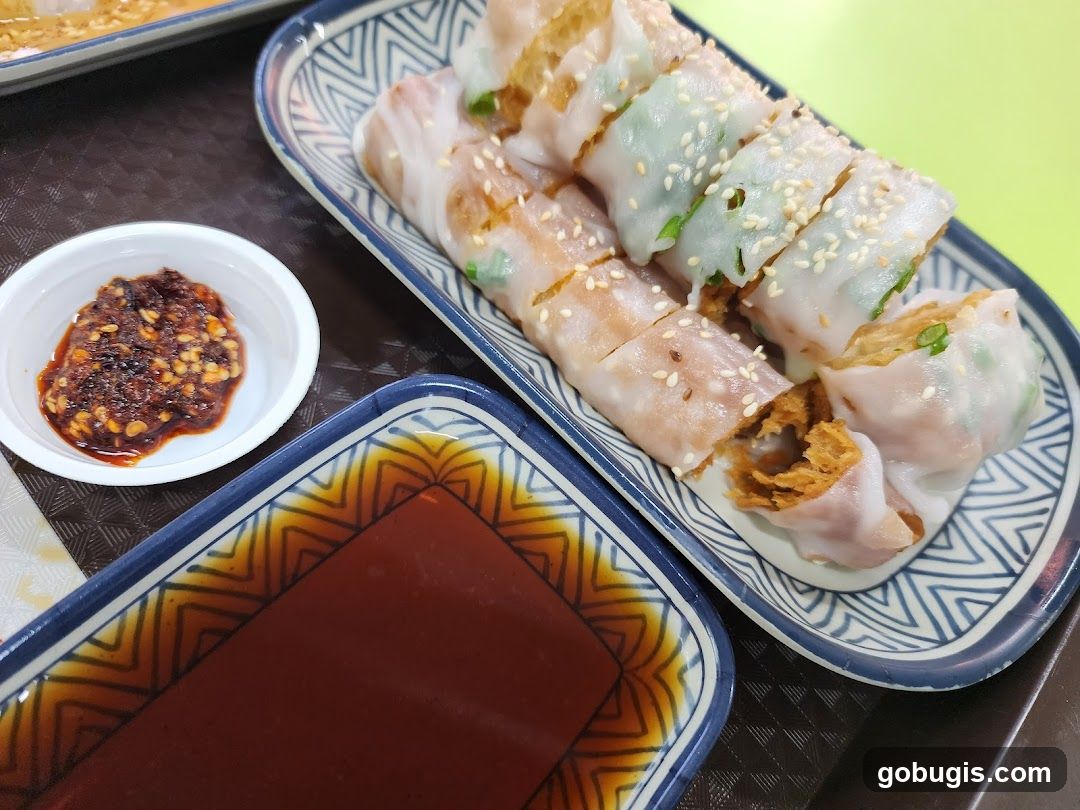 Cheung Fun with Chili and Soy Sauce