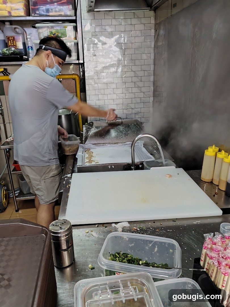 Cook preparing food