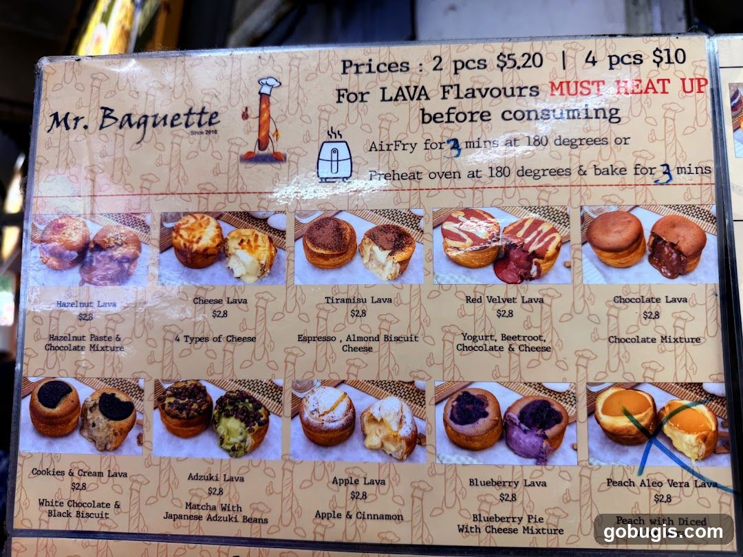 Mr. Baguette Menu