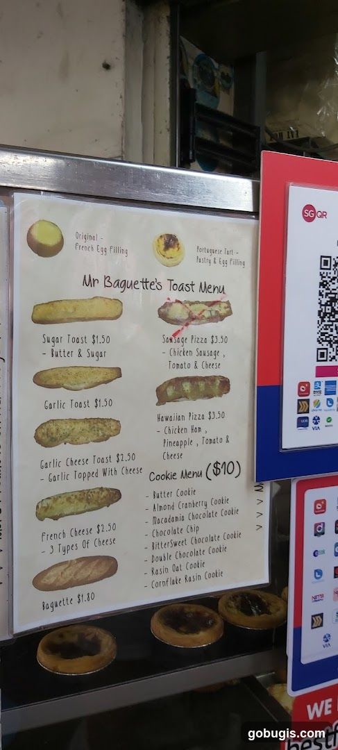 Mr Baguette's Toast Menu