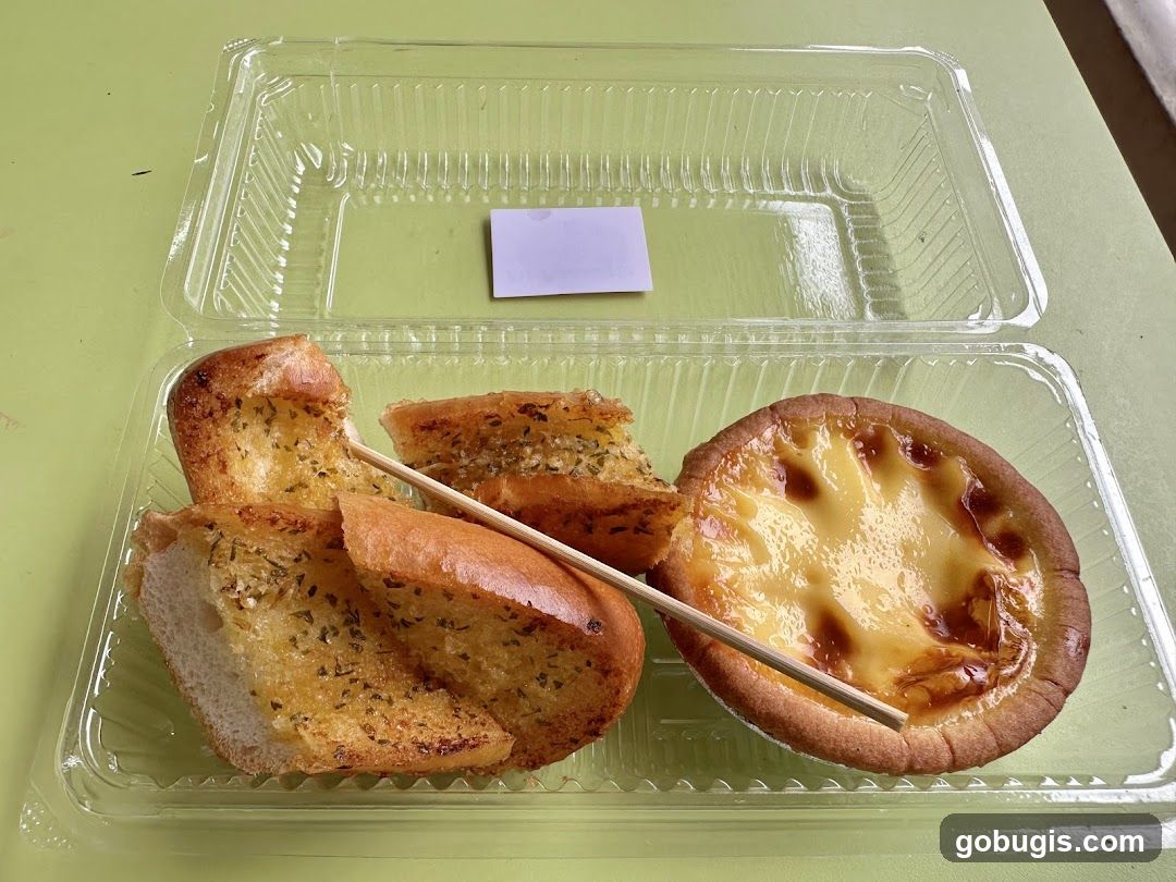 Garlic Bread and Egg Tart