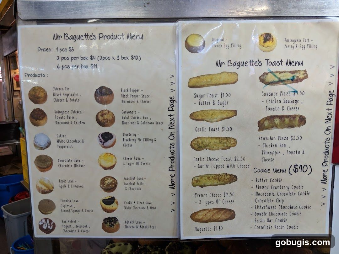 Mr Baguette's Product Menu & Toast Menu