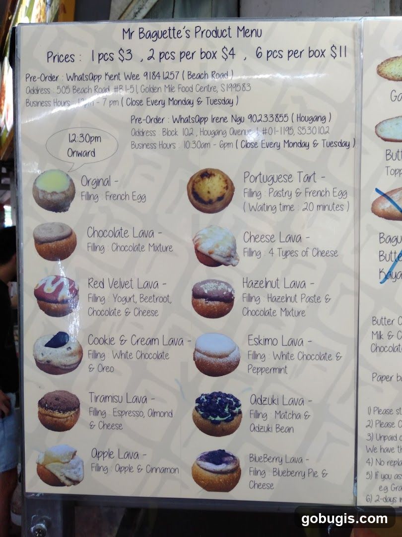 Mr Baguette's Product Menu