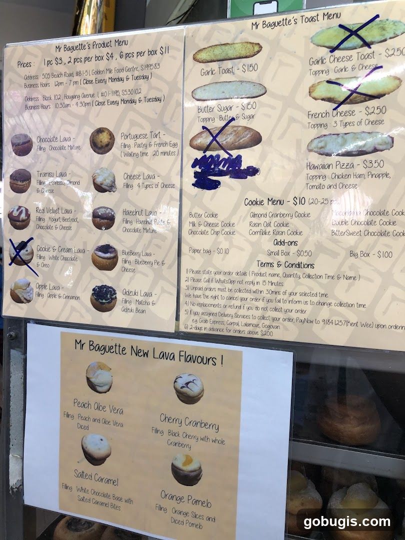 Mr Baguette's Product Menu