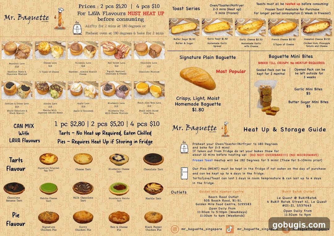 Mr. Baguette Menu