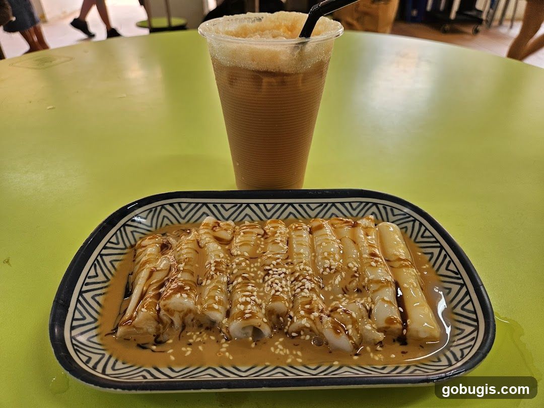 Chee Cheong Fun with Iced Coffee