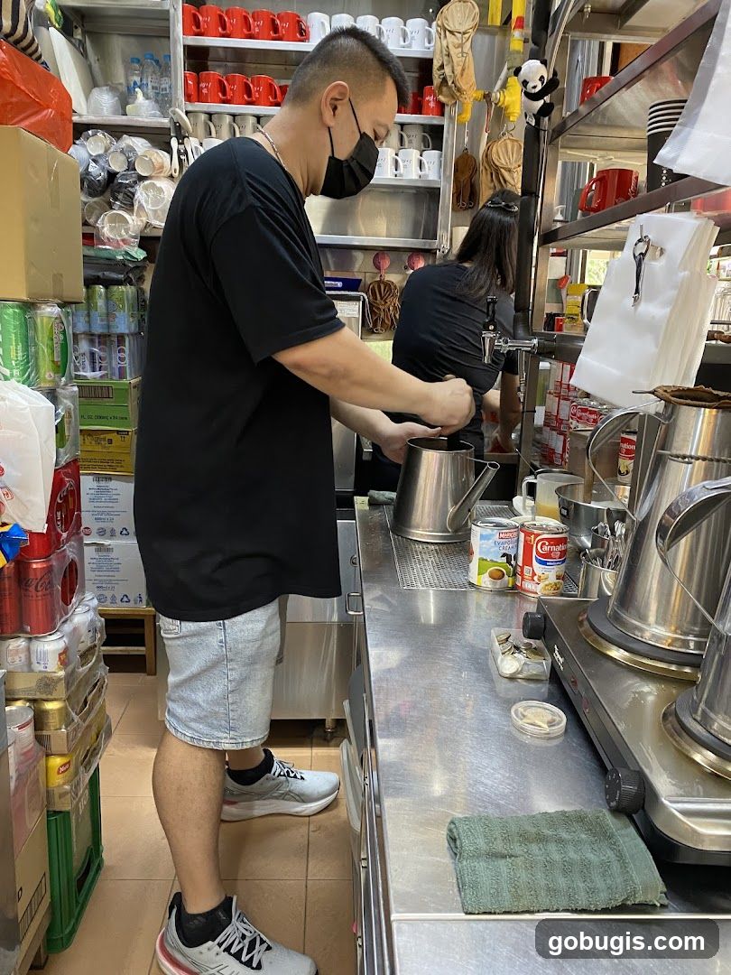 Barista preparing drinks