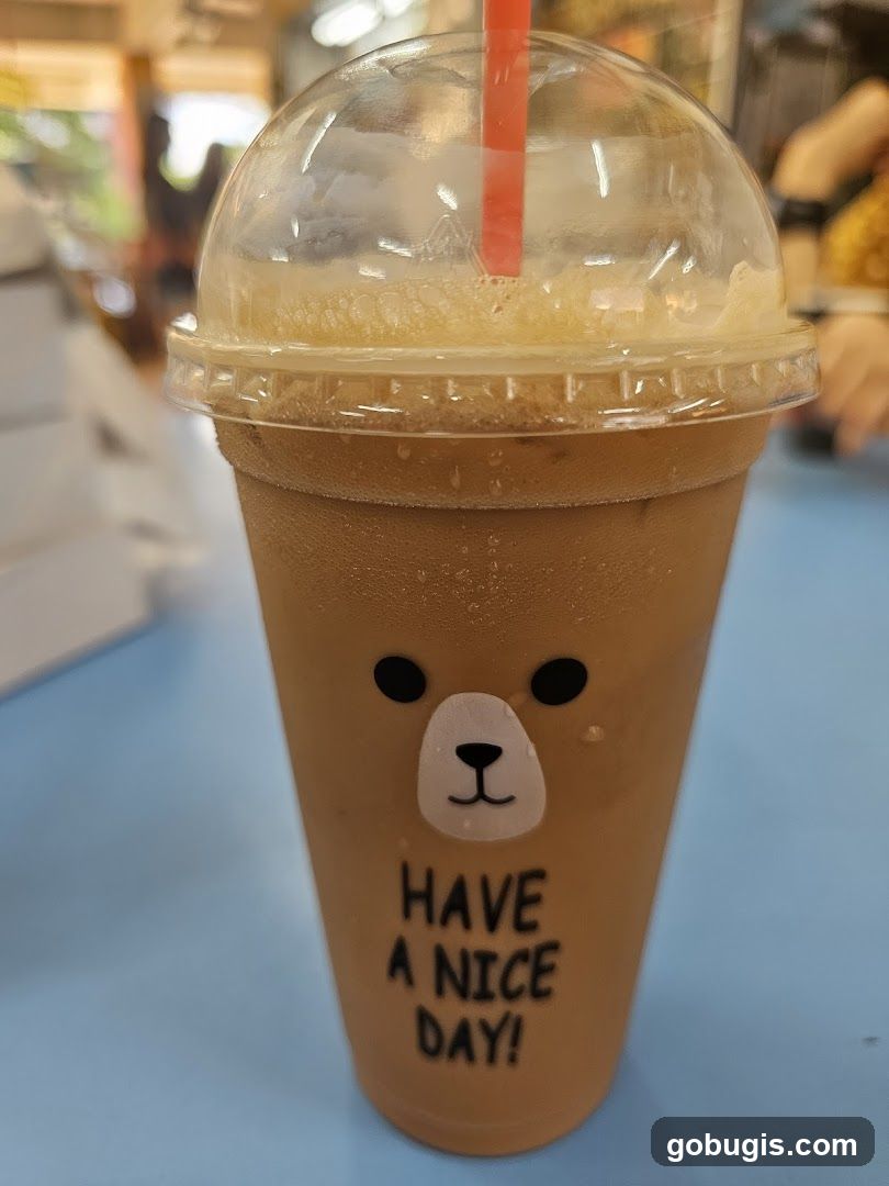 Iced Coffee Drink with Bear Design
