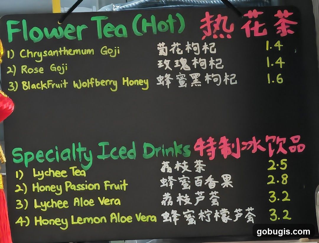 Flower Tea and Specialty Iced Drinks Menu