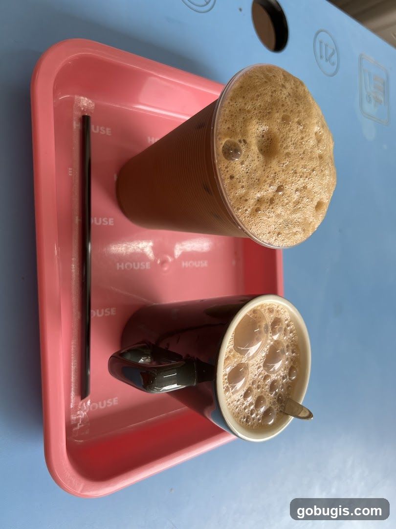 Two drinks on a tray