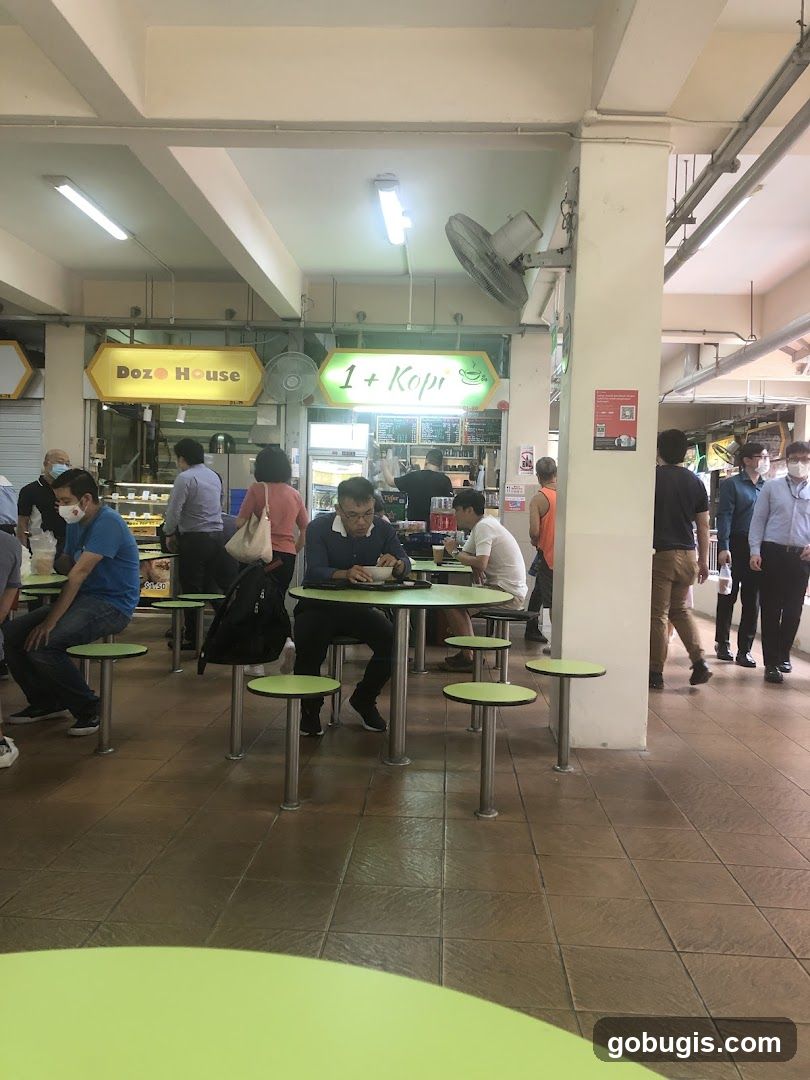 Food court with patrons