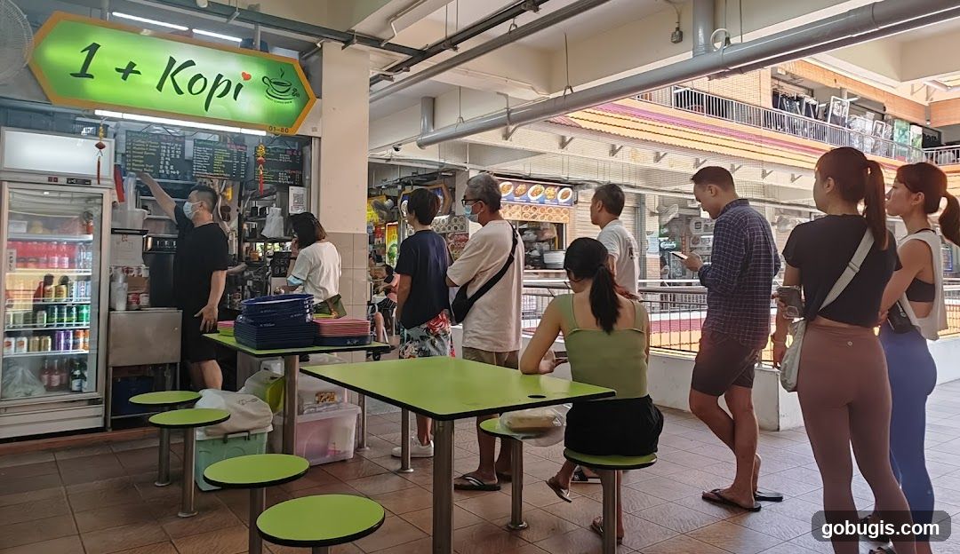 People at a food stall