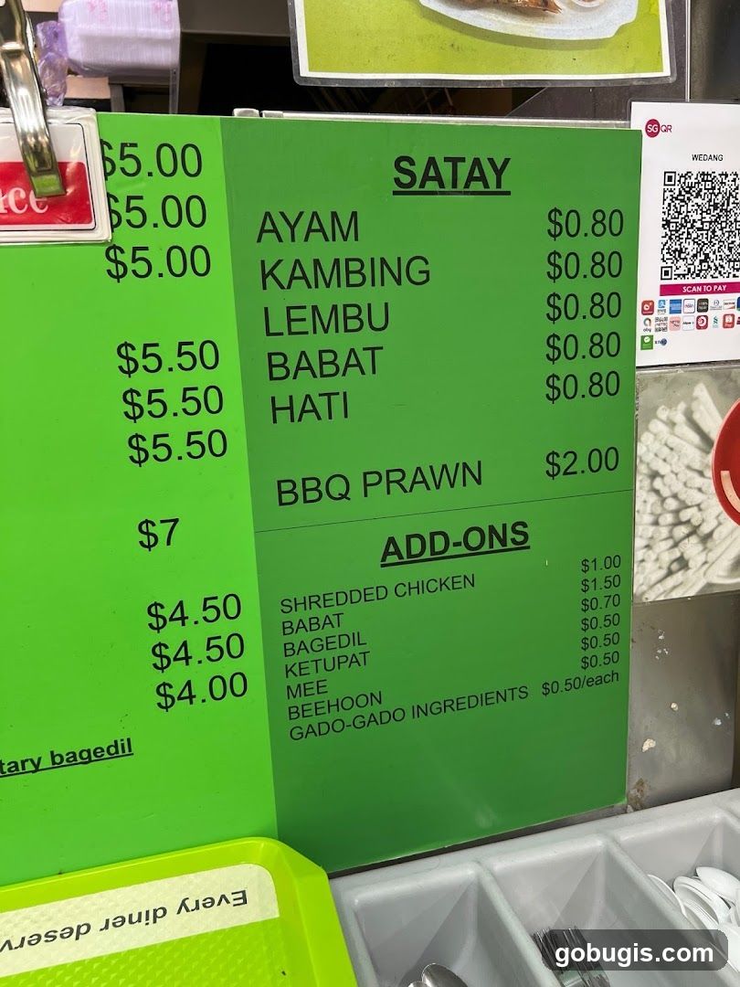 Satay Menu