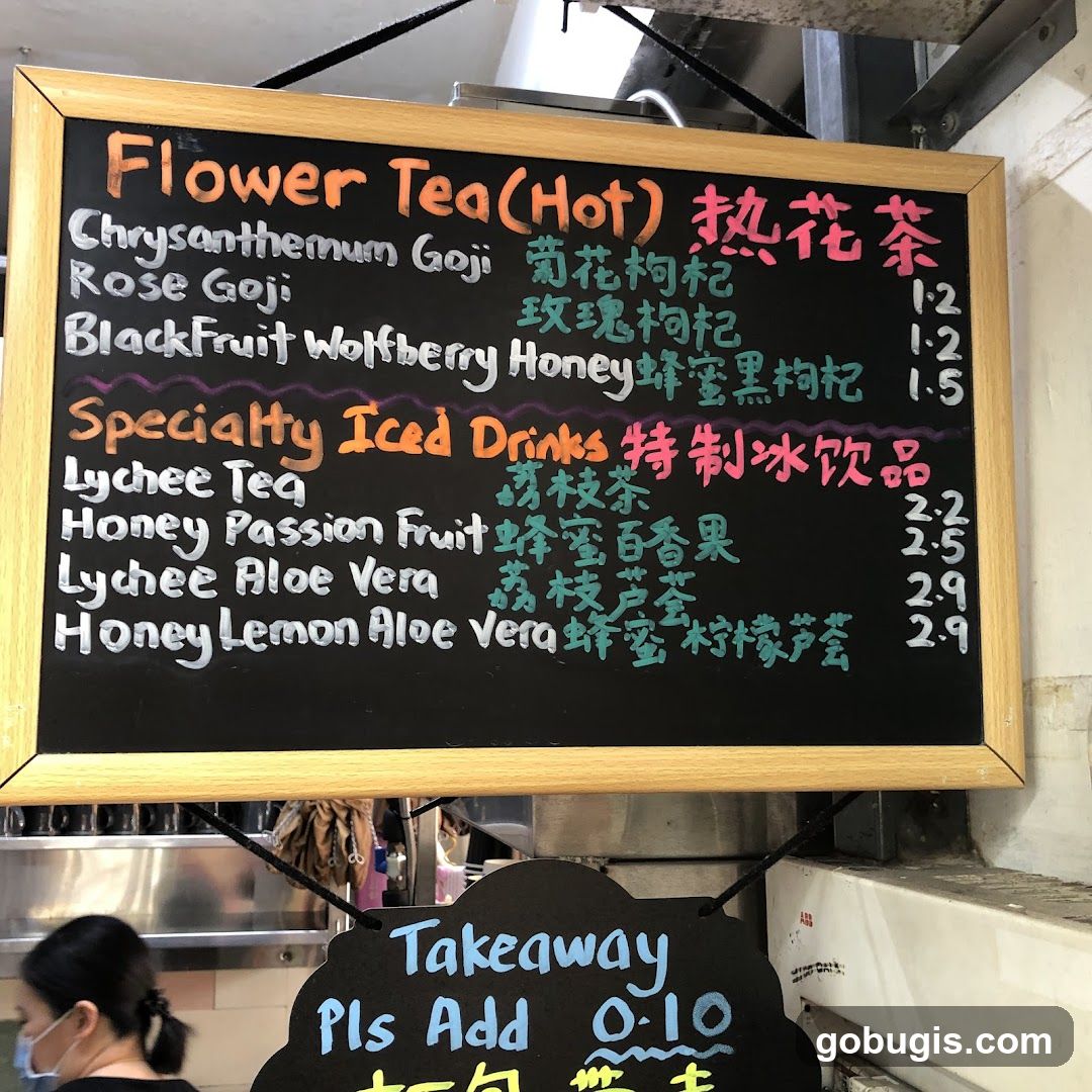 Flower Tea (Hot) and Specialty Iced Drinks Menu
