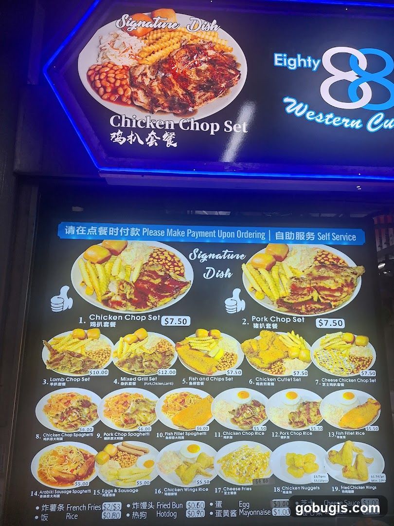 Eighty 8 Western Cuisine Menu